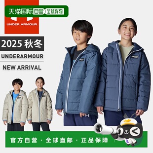 日本直邮Under Armour 儿童羽绒服拉链连帽长袖全拉链UA 保暖防风