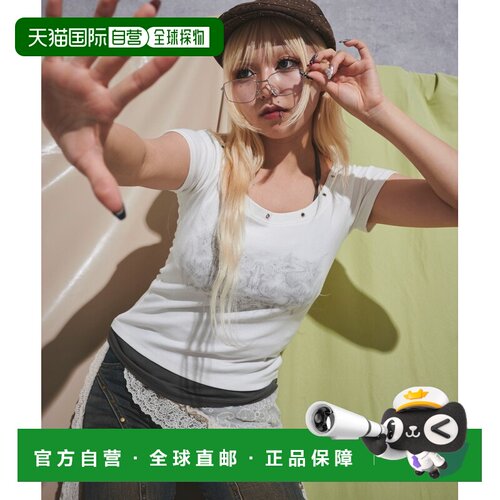 WEGO女士夏季新款半袖设计感层叠T恤 DI25SM06L0013
