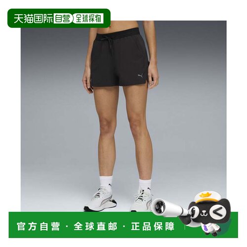 日本直邮PUMA 女款训练短裤 DRI-ELITE 3英寸编织 黑色彪马运动