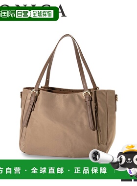 日本直邮Monica 女士拉链斜挎手提包S 码双向尼龙组合黑色/米色MO