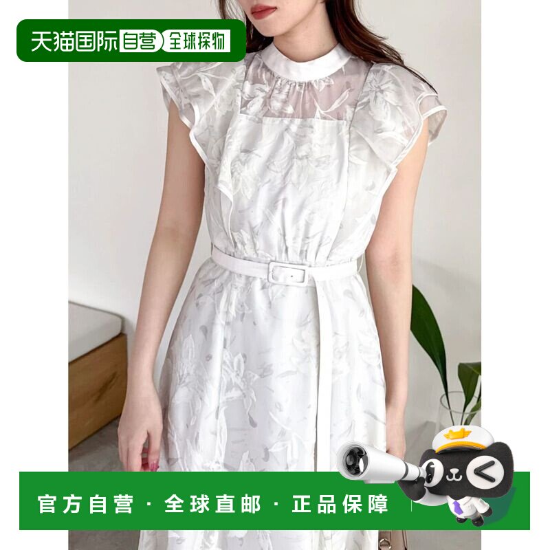 dazzlin 女装 喇叭袖绒面花朵连衣裙 022650300701【付后1h可退】