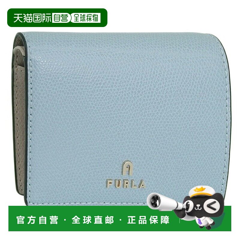 日本直邮FURLA 女士钱包 双折钱包 皮革 蓝色 x 米色 FURLA CAMEL