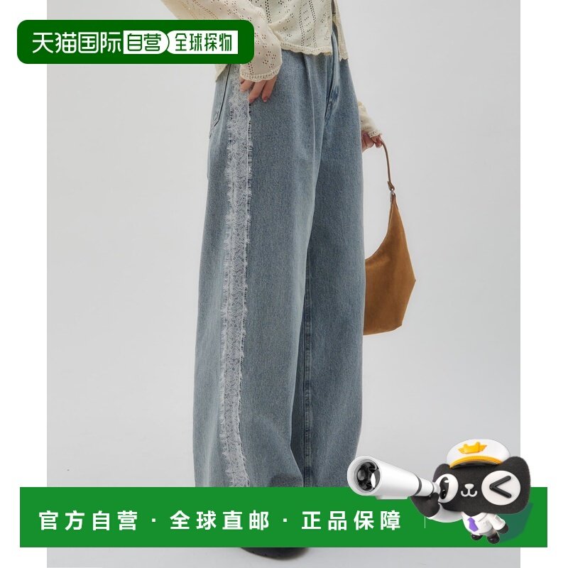 日本直邮Discoat 女装 宽松版型 侧边蕾丝牛仔阔腿裤 DCU1061102A,女装/女士精品,休闲裤,淘宝优惠券,粉丝福利购,淘宝优惠卷