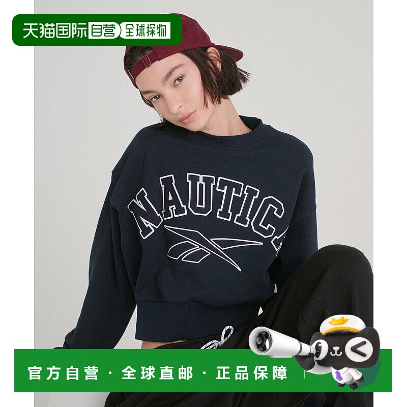 1h可退 日本直邮Reebok × NAUTICA 女装重磅短款圆领卫衣 刺绣联