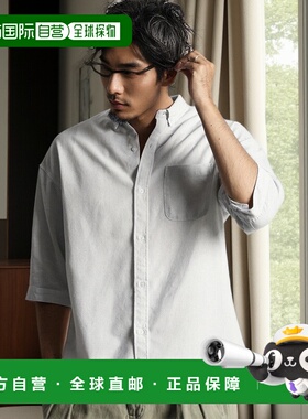 1h可退 日本直邮DUFFER男士春夏宽松棉麻混纺五分袖休闲衬衫 2572