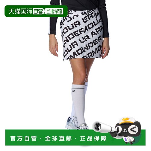 日本直邮Under Armour 字母印花纽扣中腰短款休闲短裙 女款 黑色