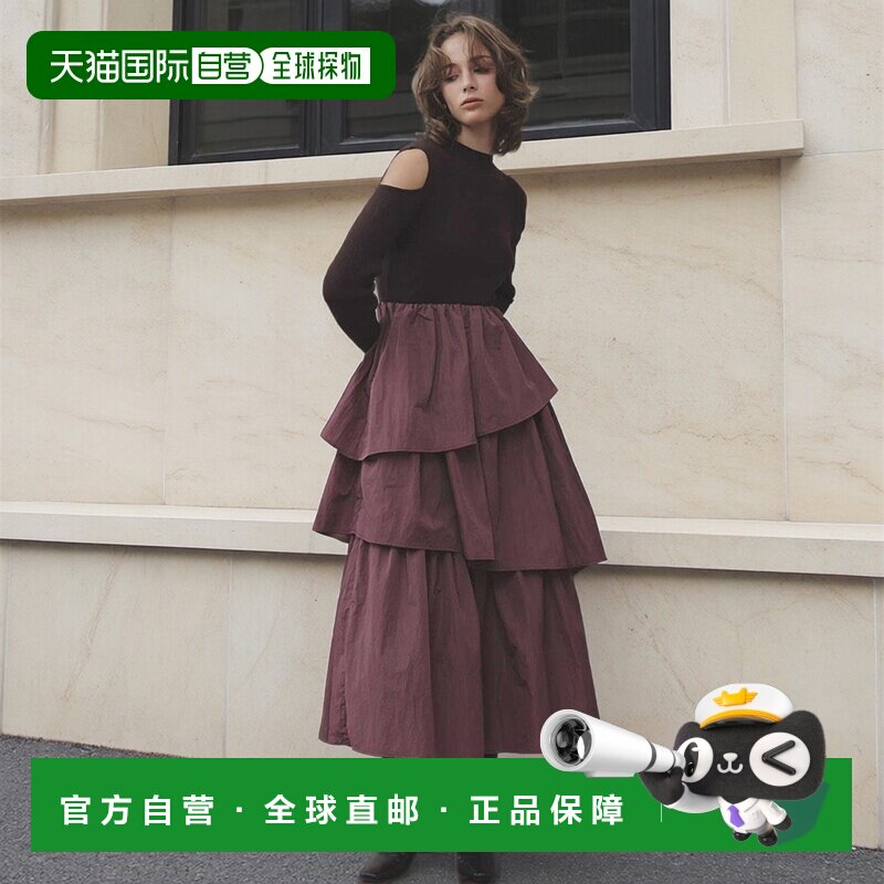日本直邮Noela 撕裂褶边对接连衣裙蛋糕裙