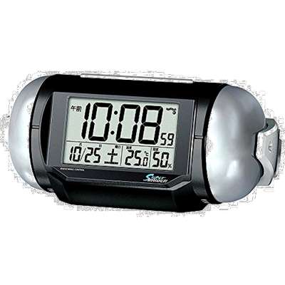 【日本直邮】精工Super Raiden大音量电波电子数字闹钟 黑色金属