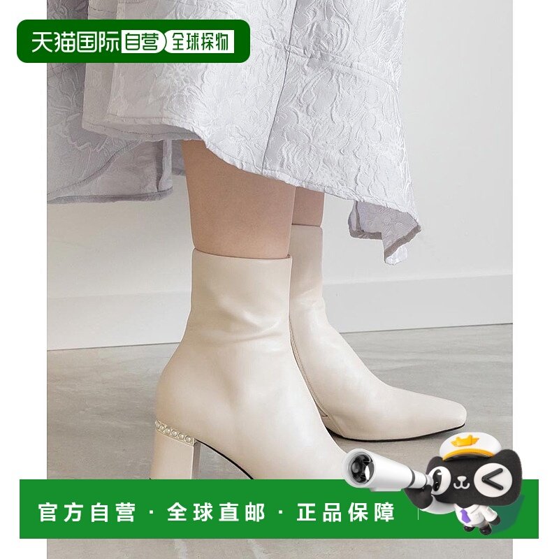 日本直邮Randa 晴雨两用珍珠跟短靴 [RA041BW13841] 高跟鞋黑色