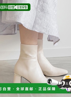 日本直邮Randa 晴雨两用珍珠跟短靴 [RA041BW13841] 高跟鞋黑色