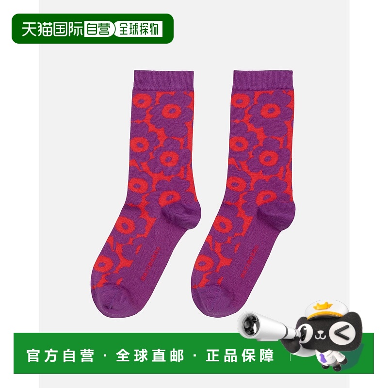 1h可退 日本直邮marimekko 女装 Unikko花卉图案袜子 半透明设计