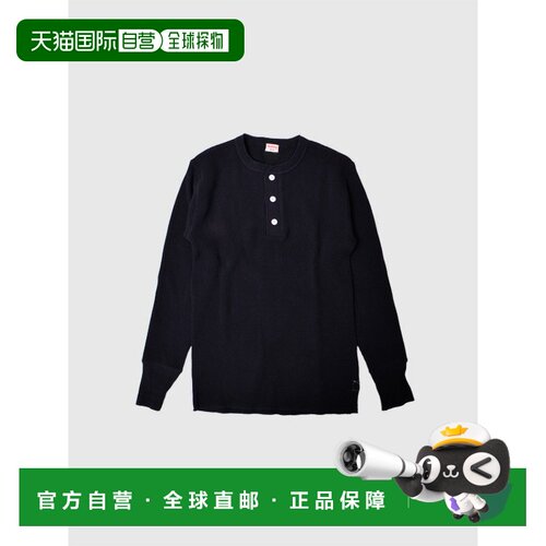 日本直邮Healthknit 厚华夫格纹T恤亨利领男女加厚纯色长袖简约可