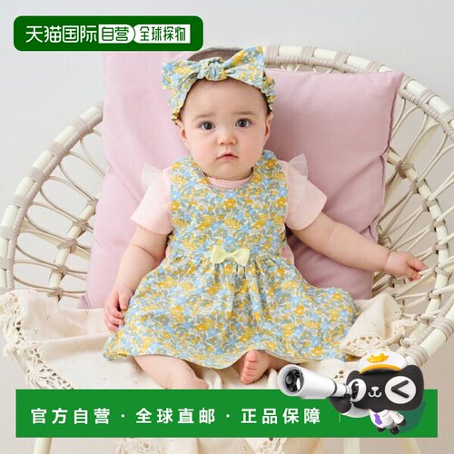 日本直邮and D.petitmain品牌官方发货婴儿花卉印花荷叶边围裙发