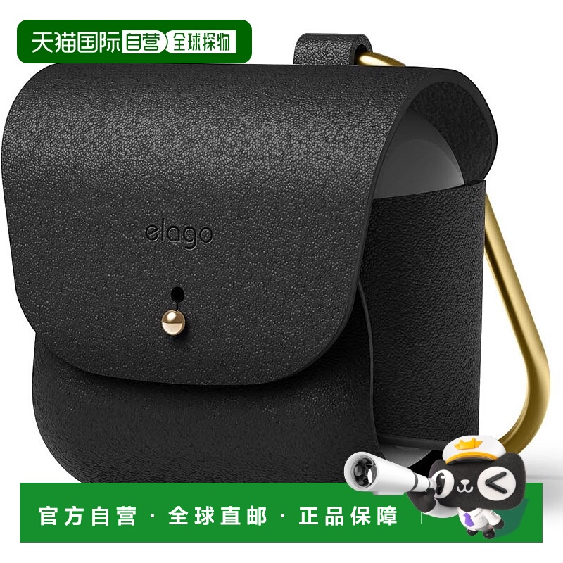 【日本直邮】elago AirPods 3 真皮保护套 吊绳 防掉落 黑色