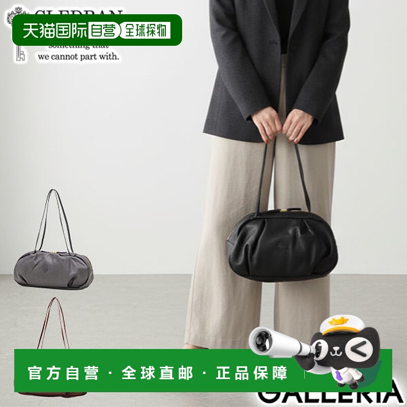 日本直邮CLEDRAN 女士波士顿包小号设计师迷你真皮牛皮带皮革手柄