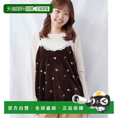 日本直邮archives 女装 丝绒风蕾丝花绣吊带连衣裙 265161735001