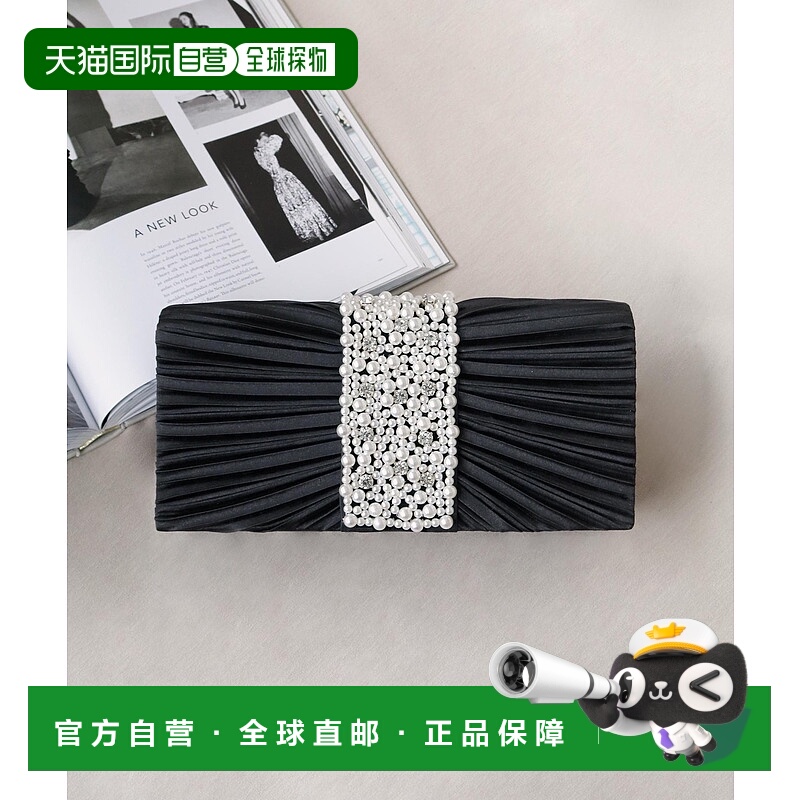 1h可退 日本直邮GIRL女装光泽感缎面珍珠装饰晚宴包3WAY设计 b-ks