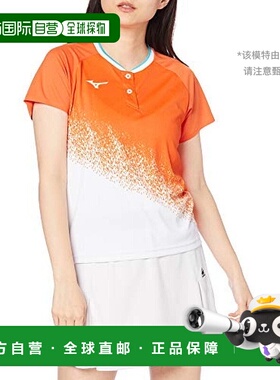 【日本直邮】美津浓MIZUNO女士网球运动衫 比赛服62JA0701橙色/白