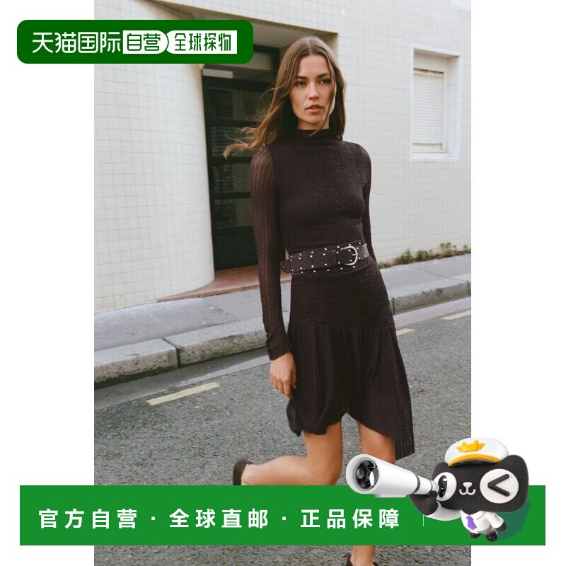 日本直邮Zara迷你长度不对称腰带连衣裙包臀裙