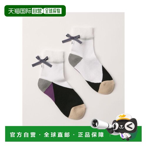 日本直邮LANVIN SPORT 女士中筒袜 抗菌防臭 高尔夫时尚带蝴蝶结