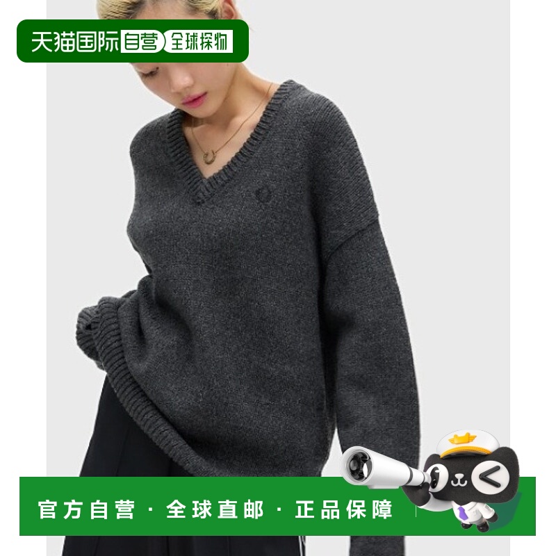 1h可退 日本直邮FRED PERRY 女装 宽松版型 V领针织衫 金属丝混纺