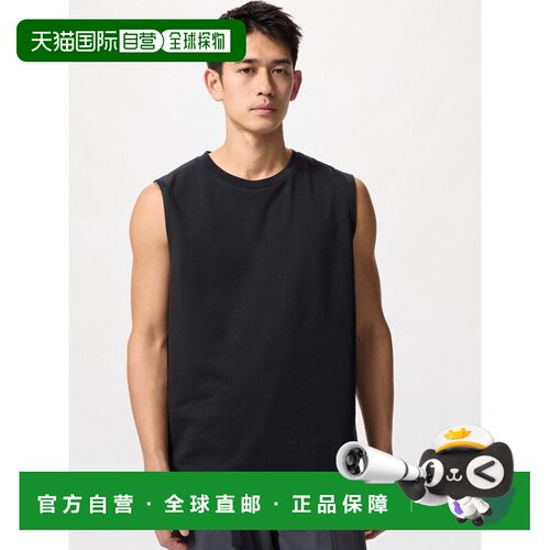 日本直邮UNIQLO优衣库 纯色圆领百搭无袖T恤 男女同款 黑色