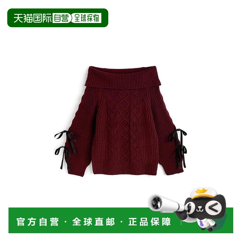 日本直邮日潮 GRL露肩 ribbon 绞花针织上衣dr813连衣裙