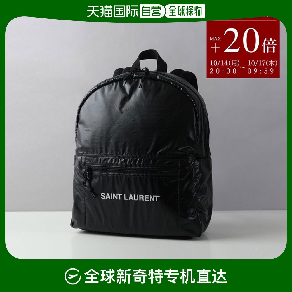 日本直邮saint laurent 背包黑色帆布背包尼龙日用包纯黑色品牌奢