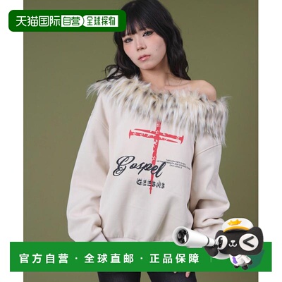 日本直邮WEGO 女装 Y2K风仿毛绒交叉系带露肩卫衣 DI25WN11L0011