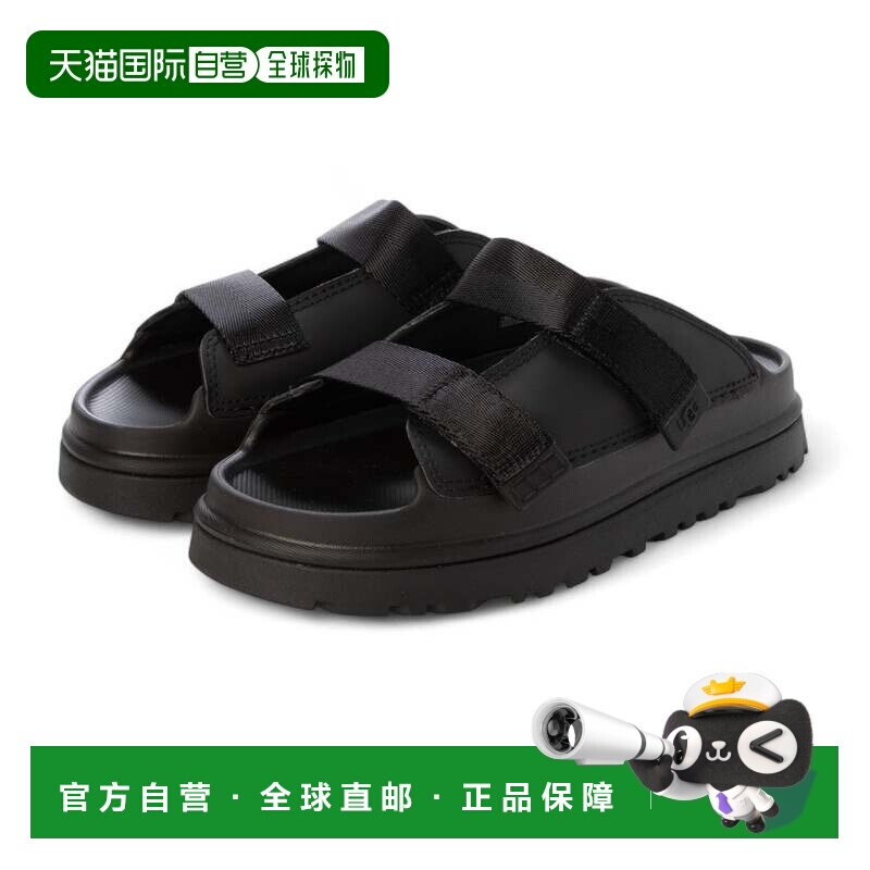 日本直邮AGG UGG 金色光泽 一脚蹬拖鞋 黑色凉鞋