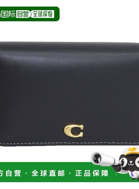 日本直邮蔻驰 (Coach) 卡包 女士双折钱包皮革 黑色 RFC ESS SLIM
