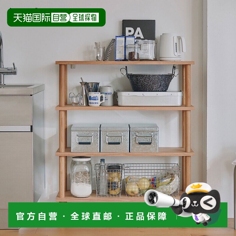 日本直邮MUJI 无印良品 简易组装木质四层书架 橡木贴面 约宽88&times;