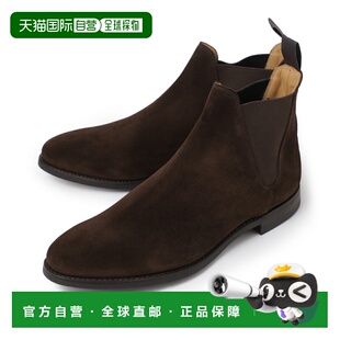 日本直邮Crockett & Jones 男士 Chelsea 8 麂皮靴 棕色 深棕色 E