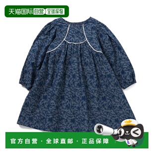 D11 饰 1h可退 日本直邮Boribon女童小花柄丹宁连衣裙半透明蕾丝装