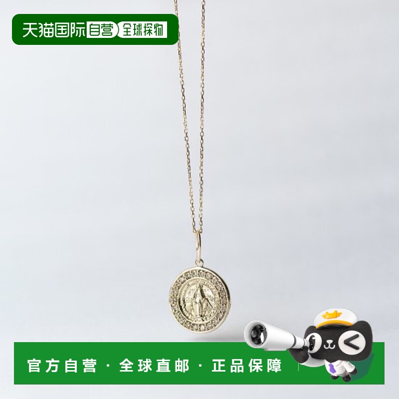 1h可退 日本直邮cui-cui 10K金 钻石0.11ct 圣母玛丽亚硬币吊坠项