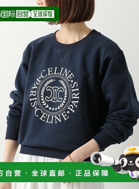 日本直邮CELINE 女士 Triomphe Logo 圆领纯棉长袖卫衣 RY0G6345F