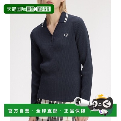 日本直邮FRED PERRY 女士 双色领罗纹Polo衫 G3164上衣女装针织衫