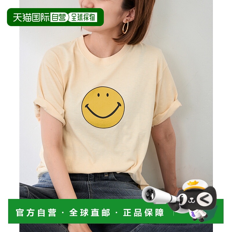 1h可退 日本直邮FRAMeWORK 女装 SMILE笑脸印花半宽松圆领短袖T恤