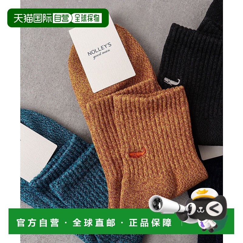 1h可退 日本直邮OCTAVE OCTAVE 男装 别注款鲸鱼刺绣四分筒袜 507