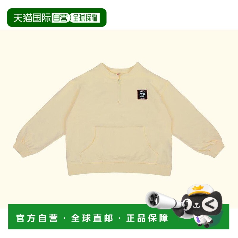 1h可退 日本直邮P:chees 儿童 半拉链连帽衫 口袋设计角色徽章装