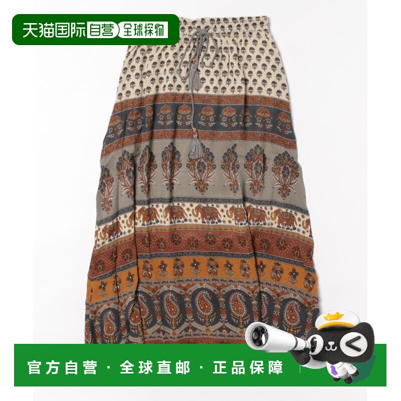 日本直邮CAYHANE女士ethnic风长裙印度风印花A字裙半身裙 IDS5204