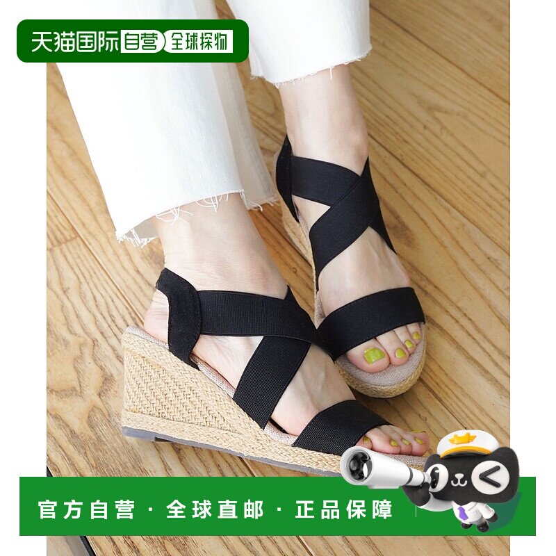 【日本直邮】SESTO 7 厘米鞋跟橡胶合身凉鞋（黑色）坡跟