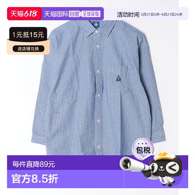 日本直邮GERRY男女同款 Panama织法七分袖纯棉衬衫 胸前刺绣 GE26