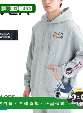 日本直邮RVCA OVER PRINT HD 连帽衫男士灰色BF042025这款长袖套