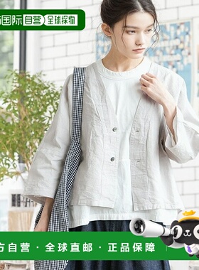 日本直邮[P81509] prit (Prit) 棉麻混纺高密度防风 3/4 袖女式短