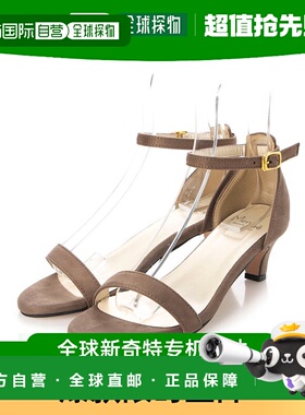 【日本直邮】Menue menue 踝带 5cm 后跟凉鞋（3035 灰米色 sd）