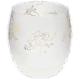 【日本直邮】ADERIA描金绘鸟兽戏画酒杯345ml日本制 6595