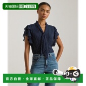 日本直邮Lauren Ralph Lauren女装 1h可退 波点乔其纱系带领衬衫