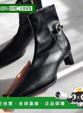 日本直邮michan x VIVIAN 联名款拼接腰带设计弹力短靴（黑色）