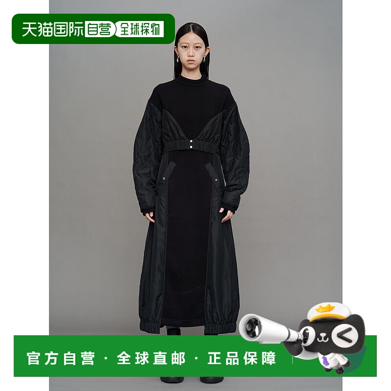 1h可退 日本直邮UN3D. 女装 光泽尼龙拼接 半拉链加厚连衣裙 5225